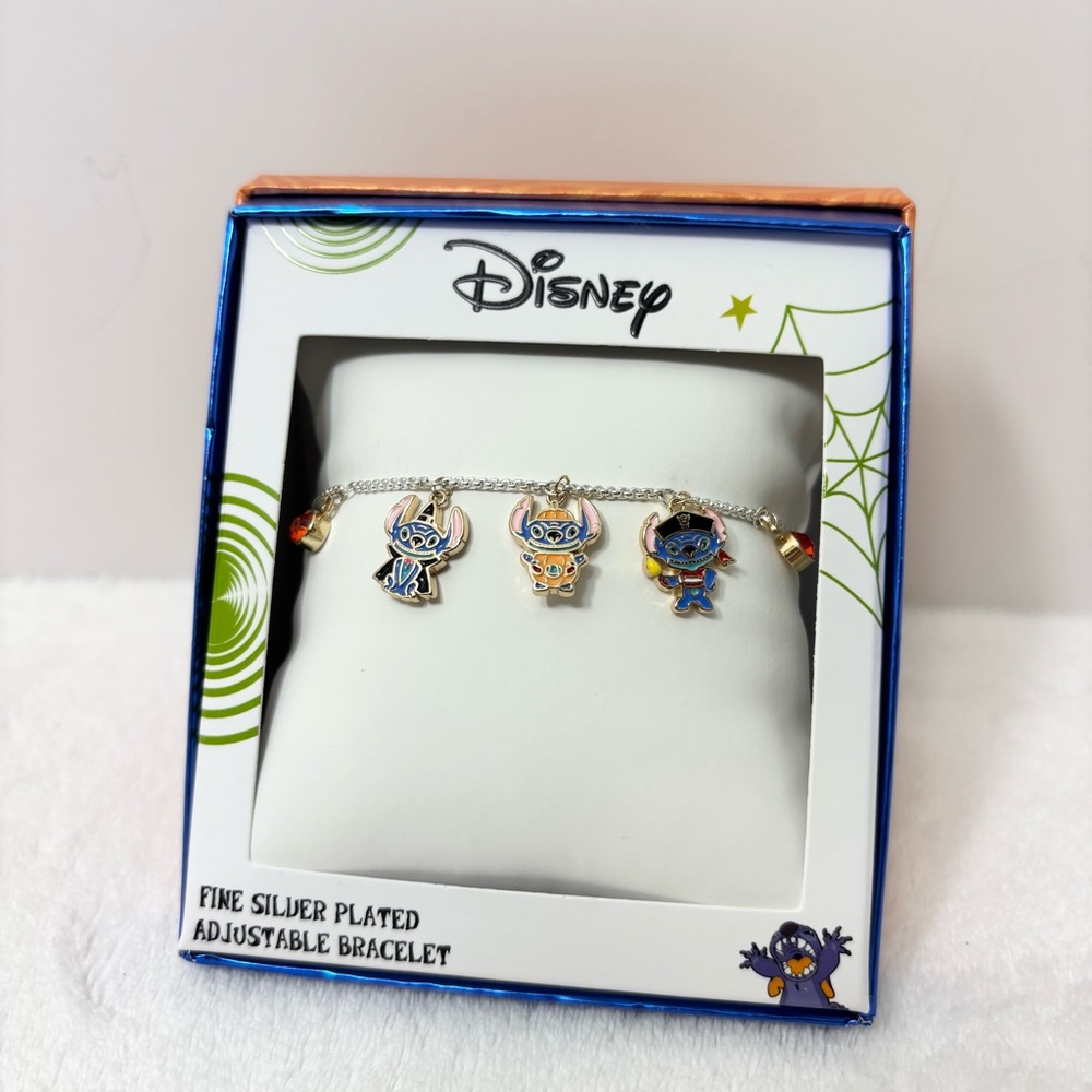 Disney Halloween Lilo & Stitch CHARM BRACELET Fine Silver Plated NEW IN BOX